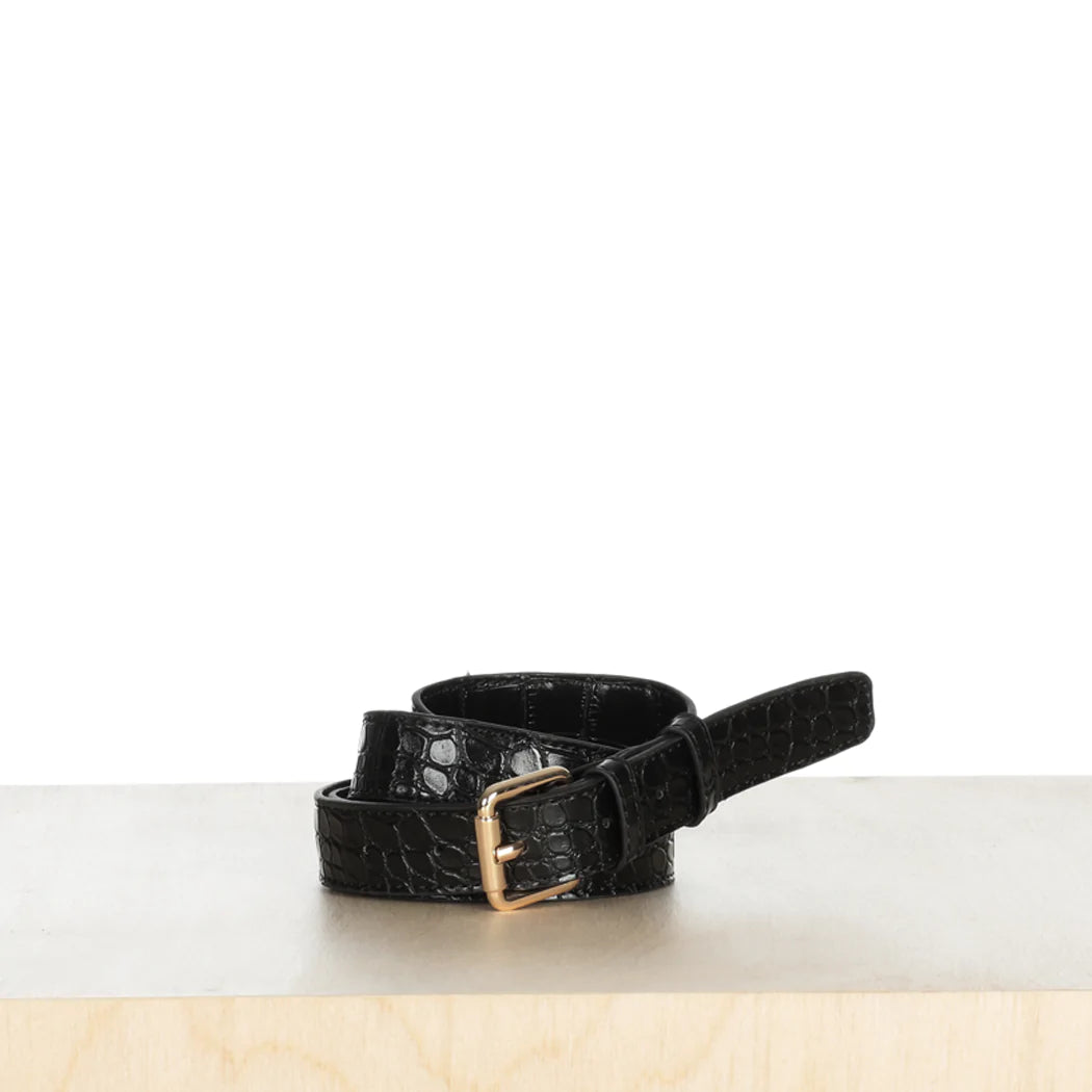 Black Croc Belt Strap Effect (S/M) [Sasha Exeter Collaboration]