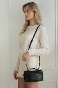 Mini Case Clutch - Black Croc Effect