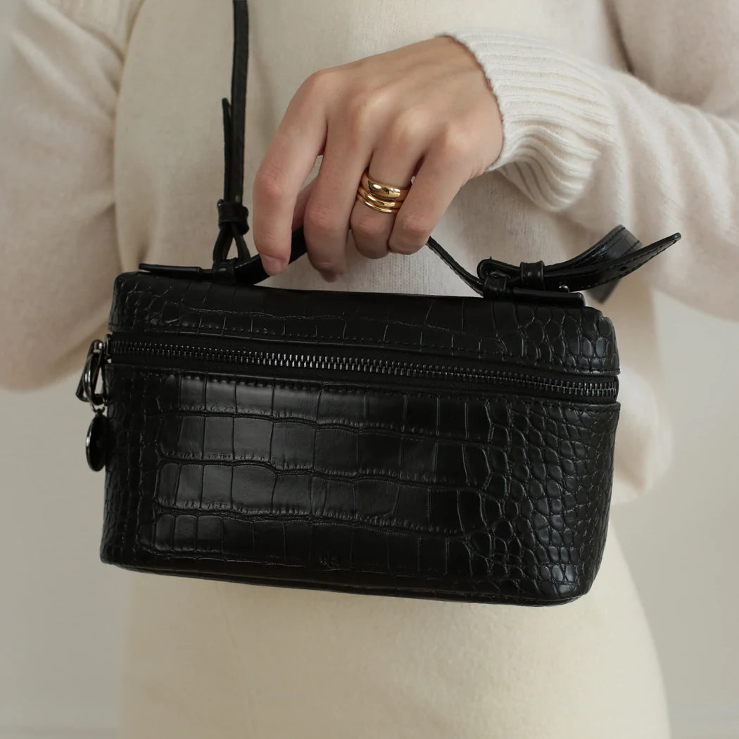 Mini Case Clutch - Black Croc Effect