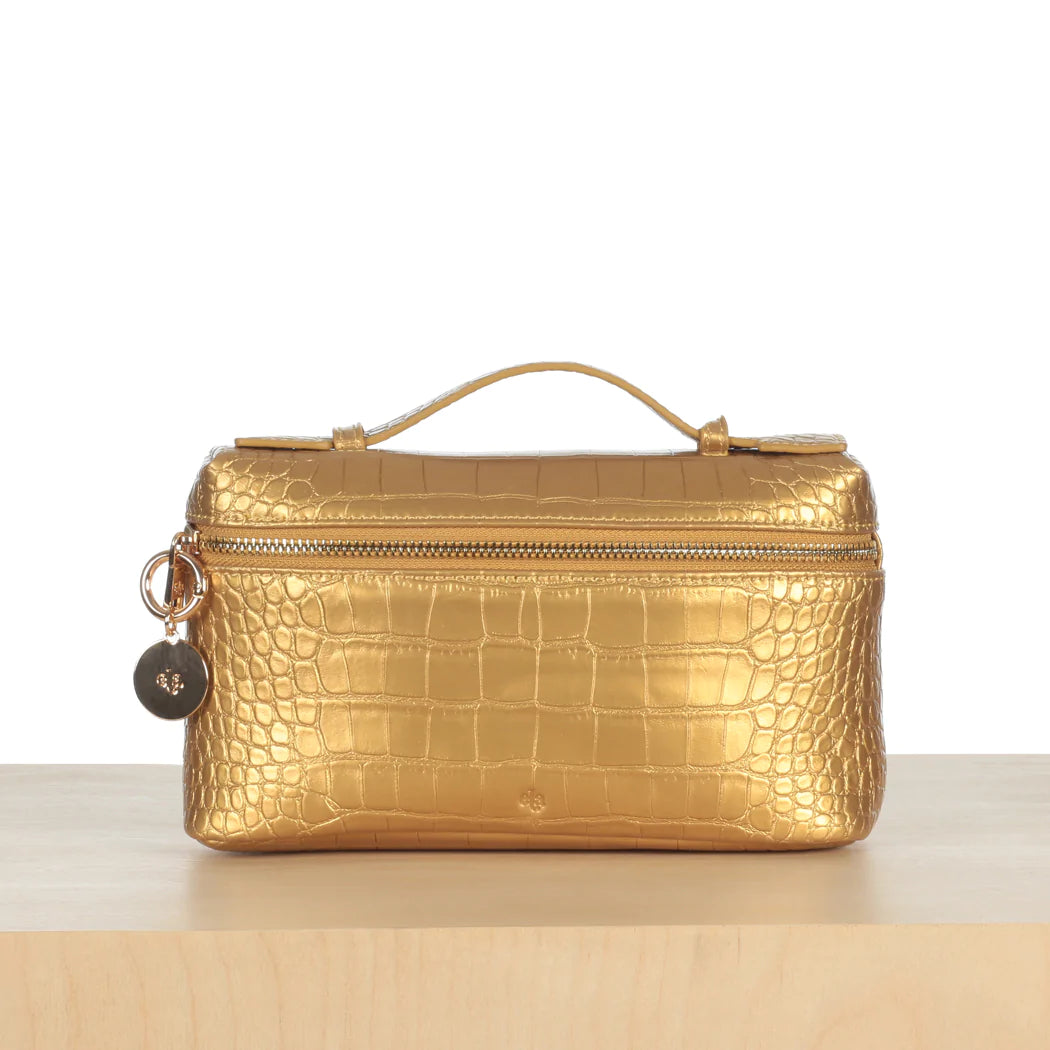 Mini Case Clutch - Gold Croc Effect