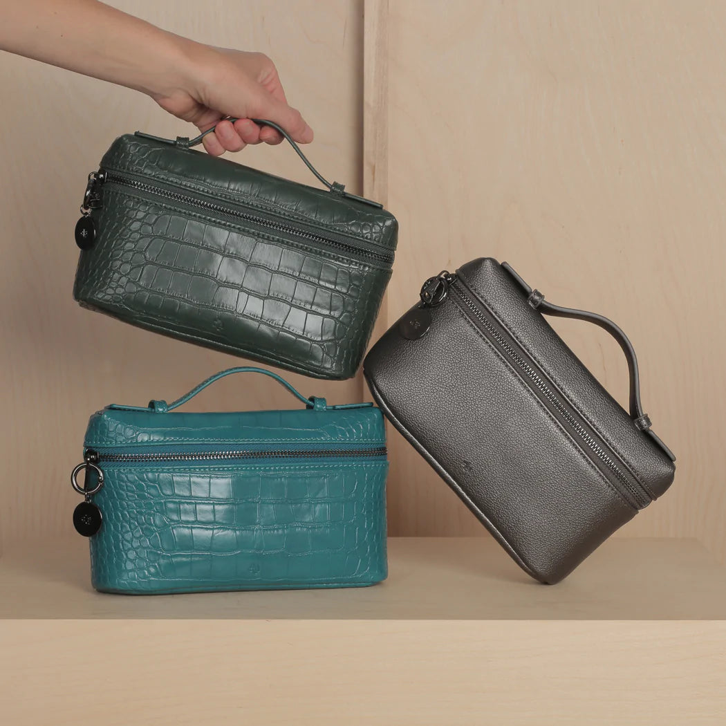 Mini Case Clutch - Forest Green Croc