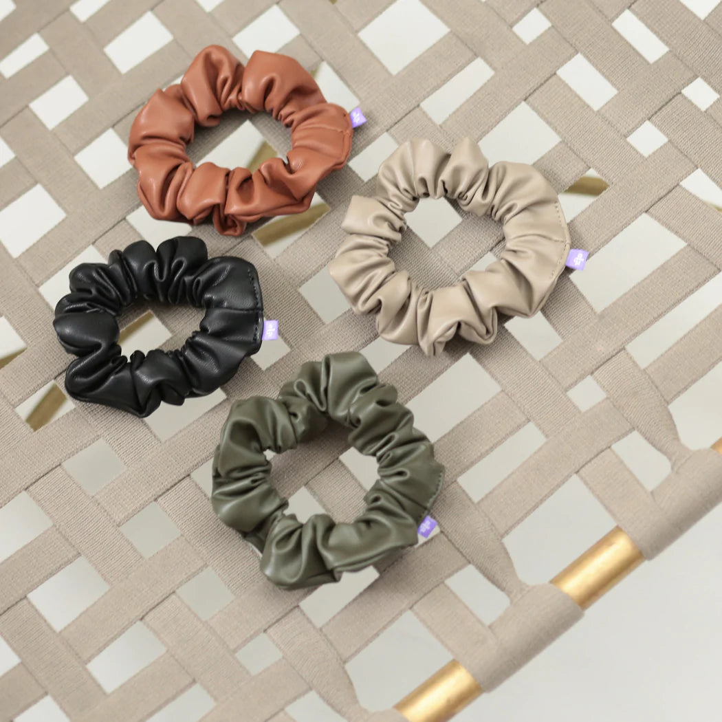 Vegan Leather Scrunchie - Taupe