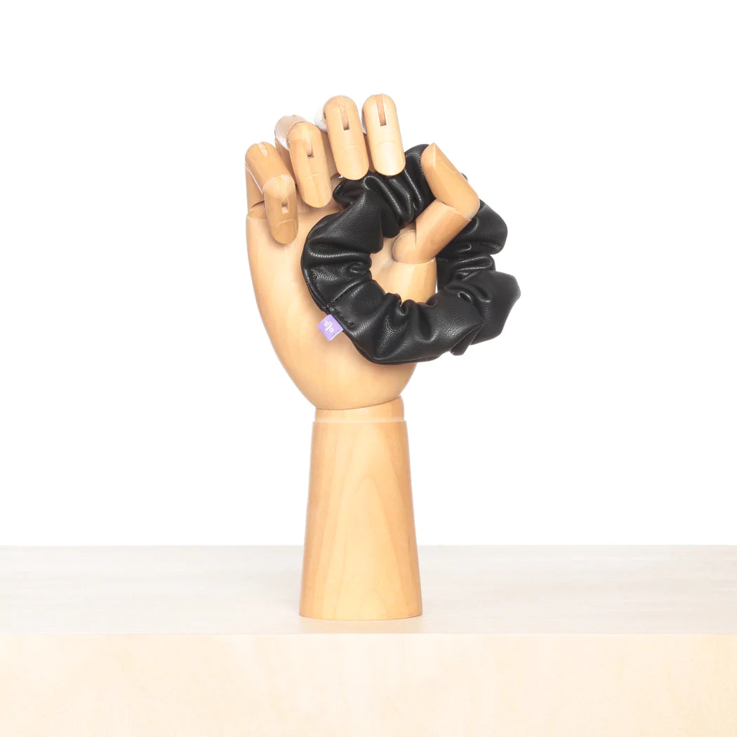 Vegan Leather Scrunchie - Black