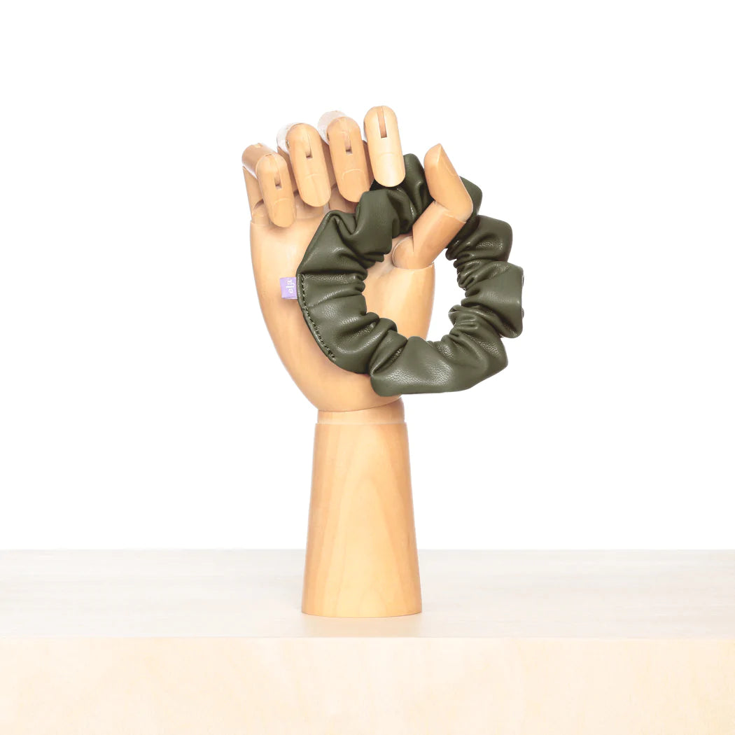 Vegan Leather Scrunchie - Khaki