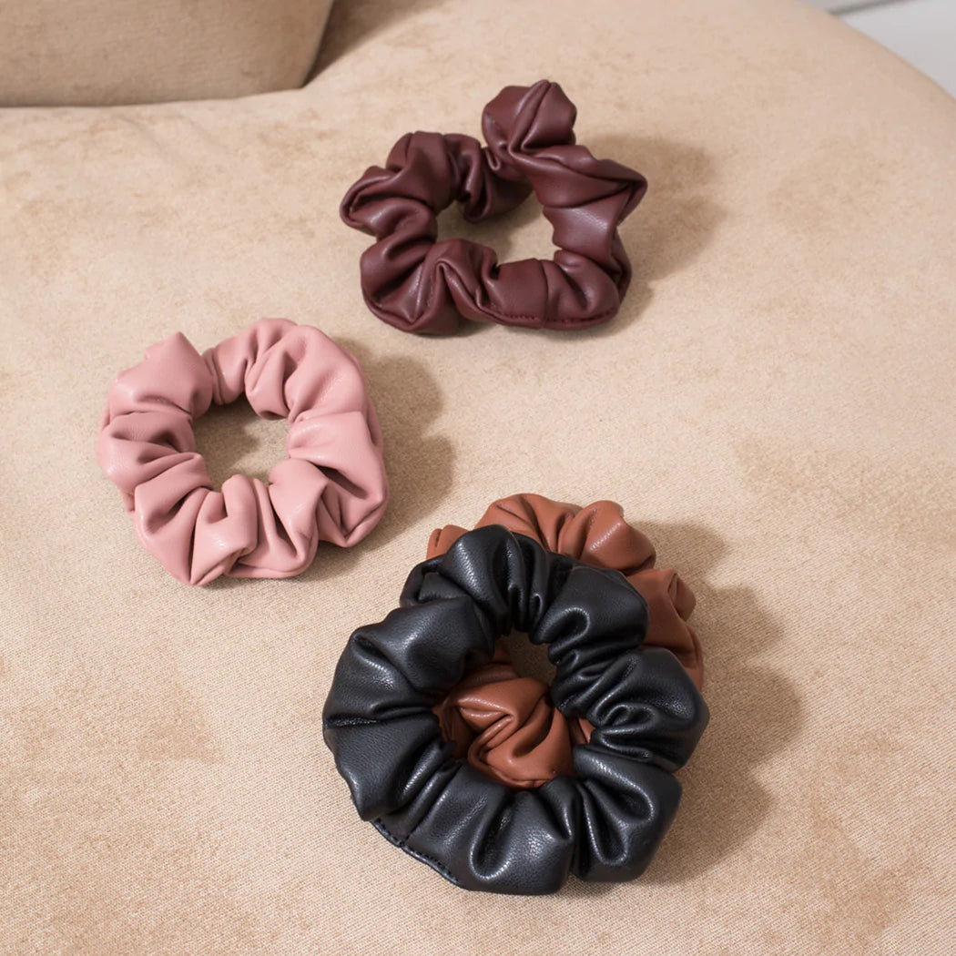 Vegan Leather Scrunchie - Black