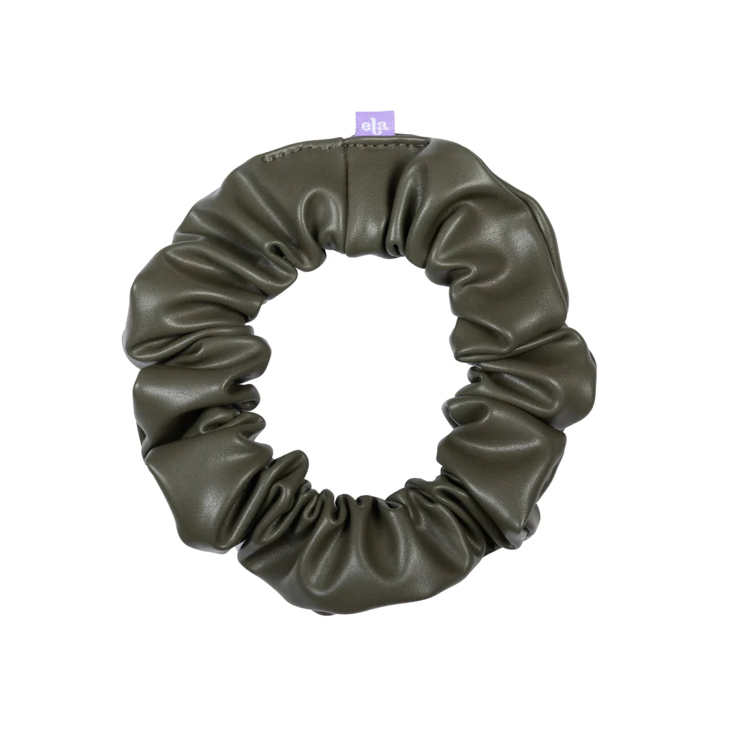 Vegan Leather Scrunchie - Khaki