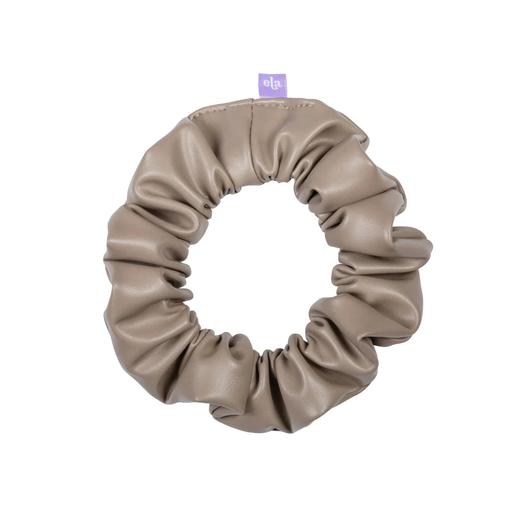 Vegan Leather Scrunchie - Taupe