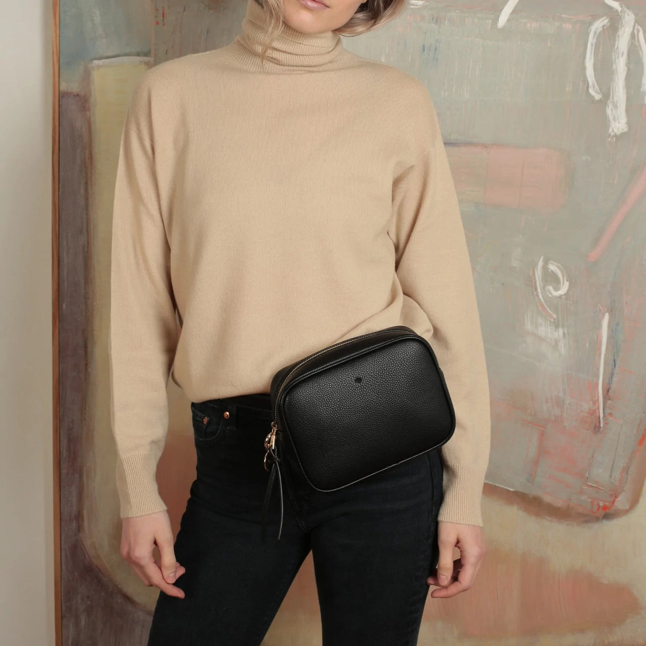 Belt Bag – Black Pebble with Gold Hardware